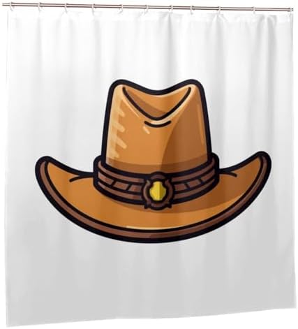 TIYAANDSY Cartoon Cowboy Hat Shower Curtain Set