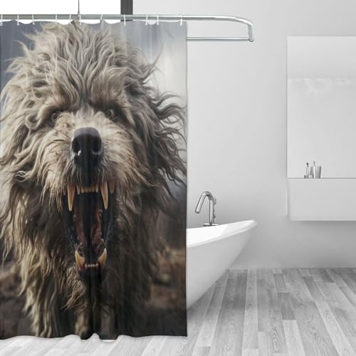 TIYAANDSY Black Dog Shower Curtain Set 72x72in with 12 Hooks
