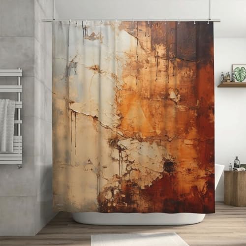 TIYAANDSY Oil Painting Abstract Shower Curtain Set 72x72in