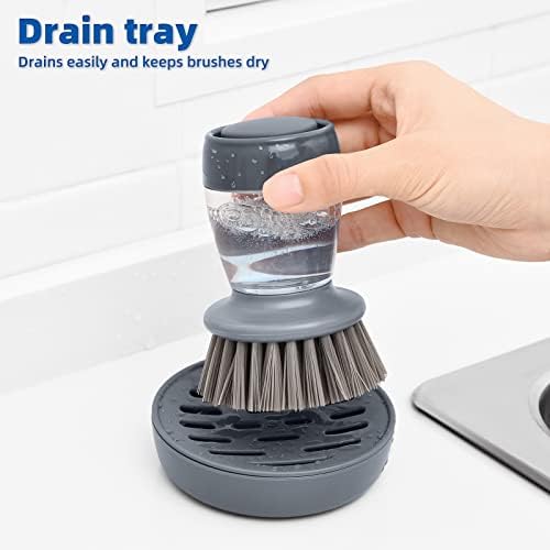 SUBEKYU Dish Brush with Soap Dispenser Set of 2