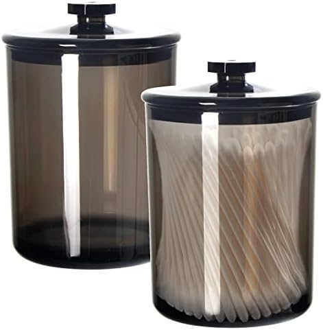 Youngever Black Plastic Apothecary Jars 2 Pack 15 Ounce
