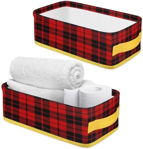 Red And Black Checkered Foldable Storage Baskets 2-Pack 1
