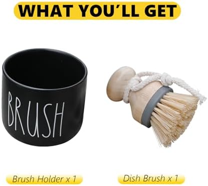 CHONIC Bamboo Dish Brush with Ceramic Holder