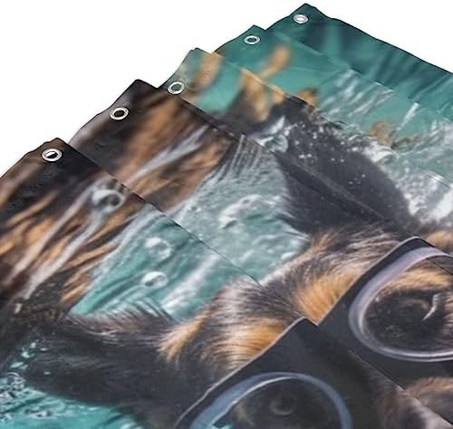 TIYAANDSY Underwater Glasses Dog Shower Curtain Set