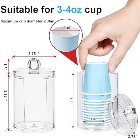 2-Pack Small Bathroom Cup Dispenser for 3-4 oz Cups