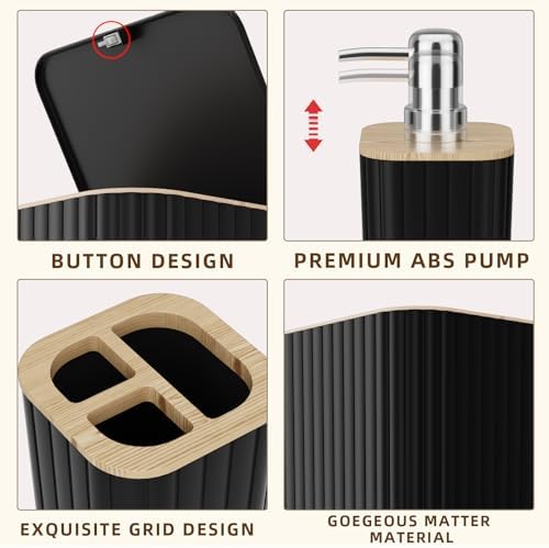 XLHOMO 10PC Elegant Black Bathroom Accessories Set