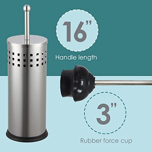 Home Basics Brushed Metal Toilet Plunger With Holder