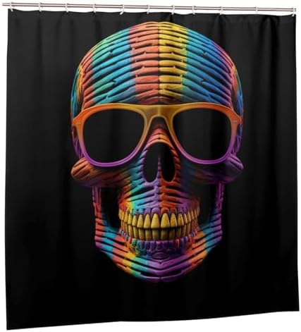 Boho Skull Pattern Waterproof Shower Curtain Set