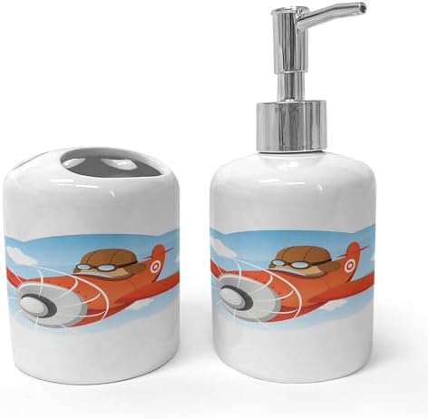 Ambesonne Bathroom Soap Toothbrush Holder Set