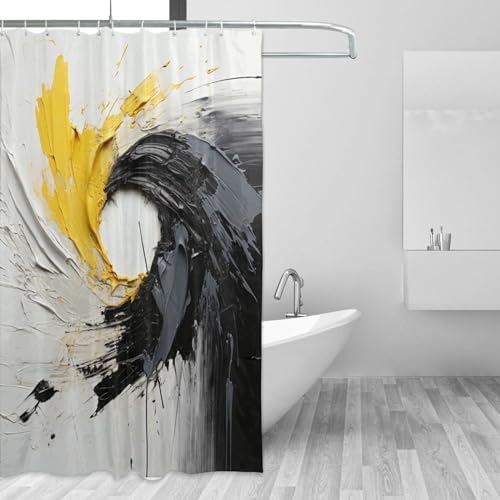 TIYAANDSY Abstract Shower Curtain Set 72x72in with 12 Hooks