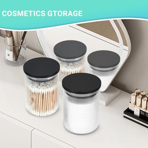 4 Pack Glass Qtip Holder Dispenser Set - Apothecary Style