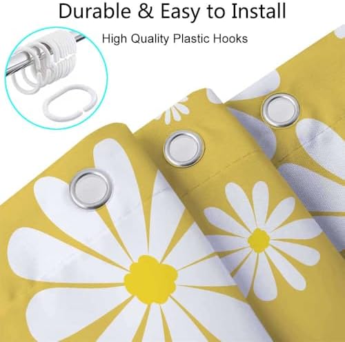 Yellow Daisy Floral Shower Curtain 72x72 Inch
