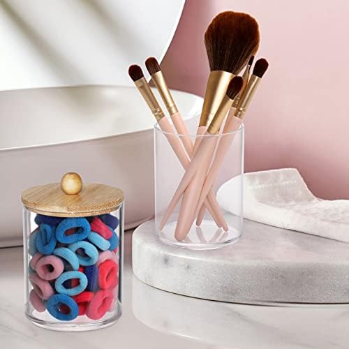 Tbestmax 6 Pack Qtip Holder Jars with Bamboo Lids 1