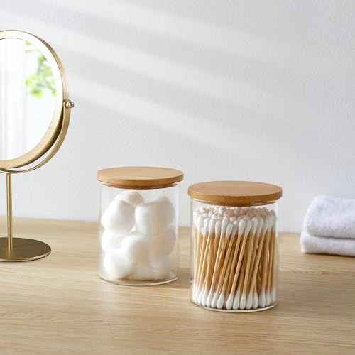 3 Pack Glass Q-Tip Holder Bathroom Organizers