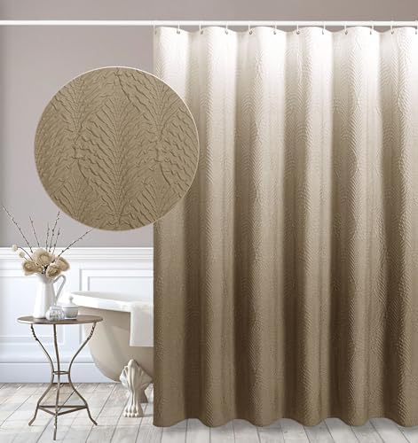 Gibelle Ombre Brown Shower Curtain Set with Hooks 72x72