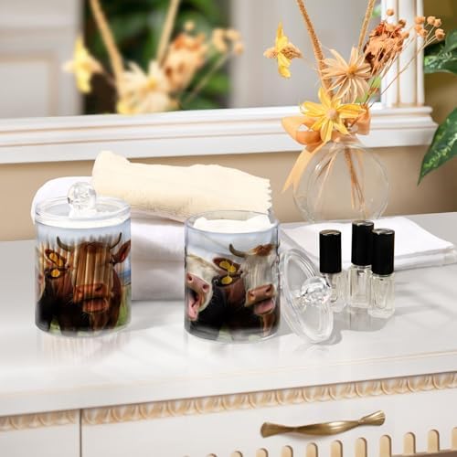 YETTASBIN 2 Pack Clear Plastic Bathroom Storage Canisters with Lids