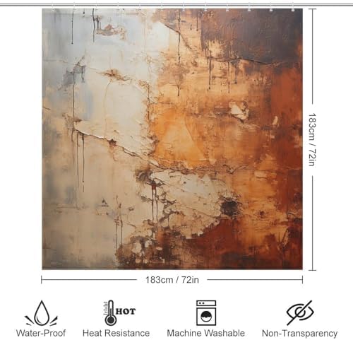 TIYAANDSY Oil Painting Abstract Shower Curtain Set 72x72in