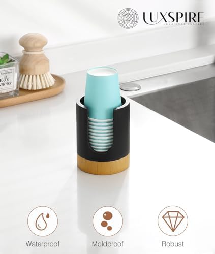 Luxspire Matte Black 3oz Cup Dispenser for Bath