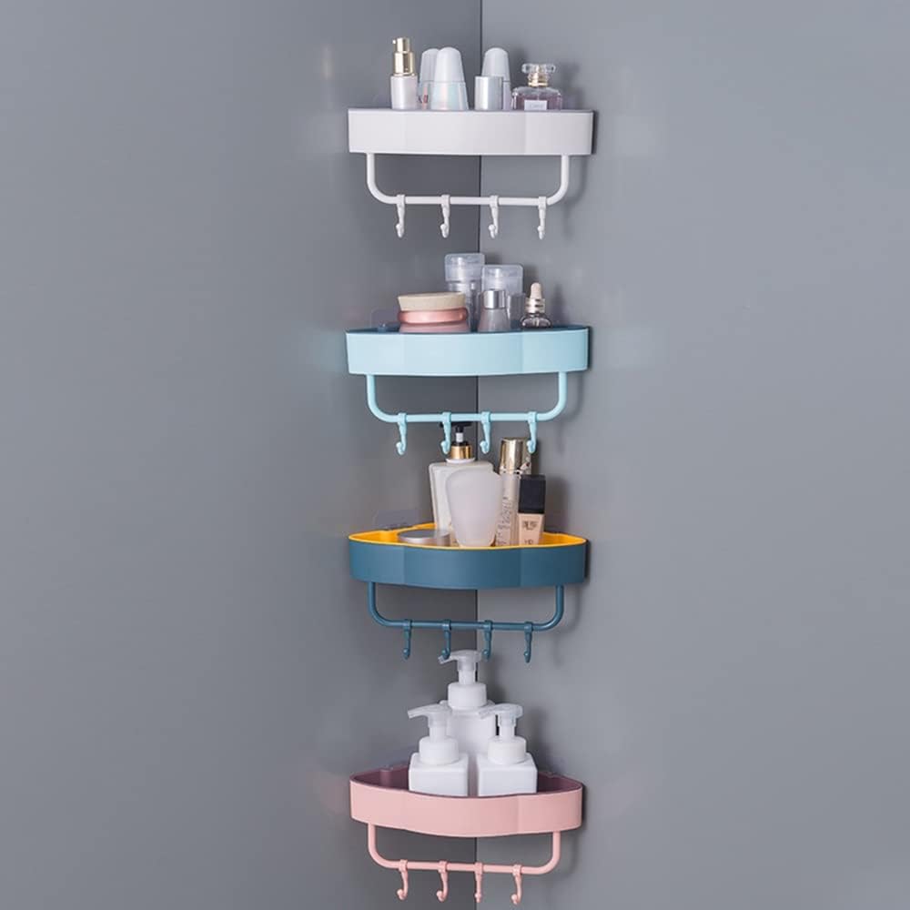 Corner Shower Caddy with Hooks and Shelves Pink