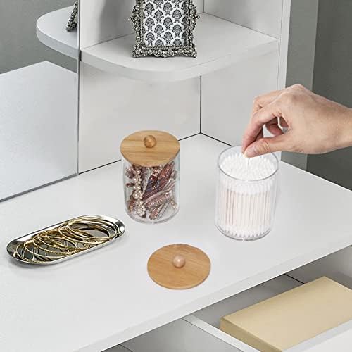 Tbestmax 6 Pack Qtip Holder Jars with Bamboo Lids 1
