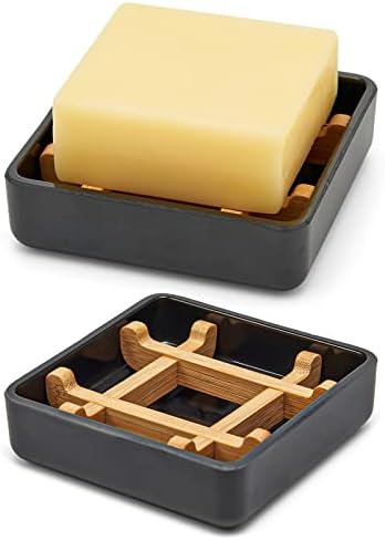 Bamboo Soap Dish with Drainage for Bathroom Sink