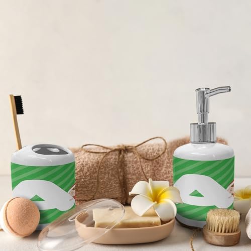 Ambesonne Christmas Alphabet Soap Dispenser Toothbrush Holder Set