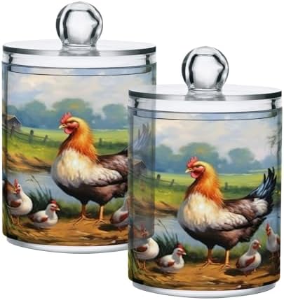YETTASBIN Rooster Clear Plastic Storage Jars 2 Pack