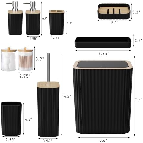 XLHOMO 10PC Elegant Black Bathroom Accessories Set