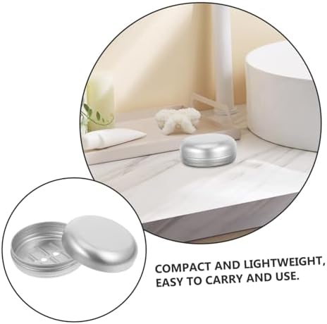 Cabilock 2pcs Portable Round Aluminum Soap Dish Leakproof Travel Holder 1