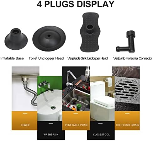 DOITOOL High Pressure Air Drain Plunger Set for Toilets and Sinks