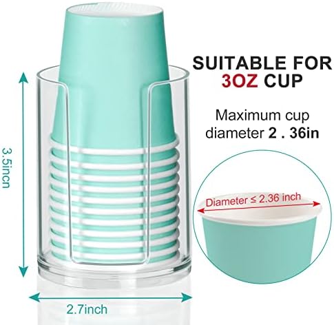 2-Pack Bathroom Cup Dispenser Clear Acrylic Holder for 3oz Paper Cups