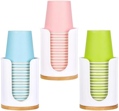 Tbestmax 3 Pack White Cup Dispenser for Bathroom Sink