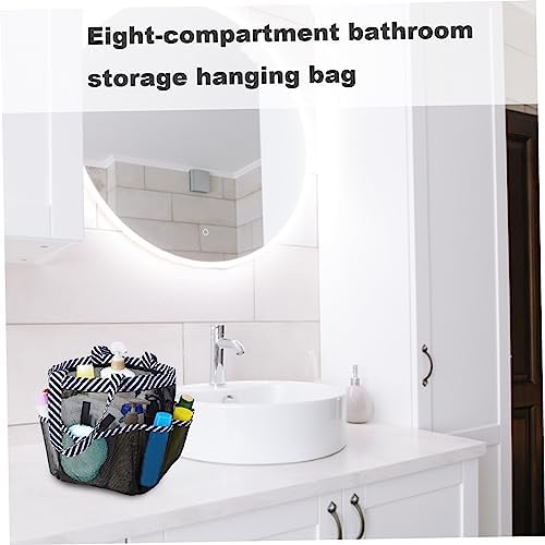 Mesh Shower Caddy with 8 Pockets Portable Black White
