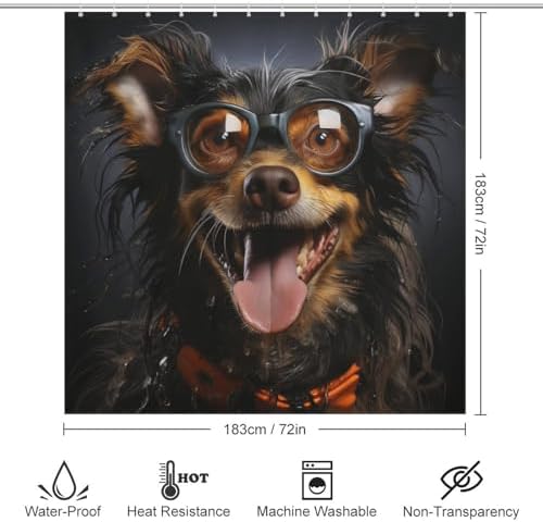 Cute Animal Funny Hippie Boho Shower Curtain Set with 12 Hooks 72x72in