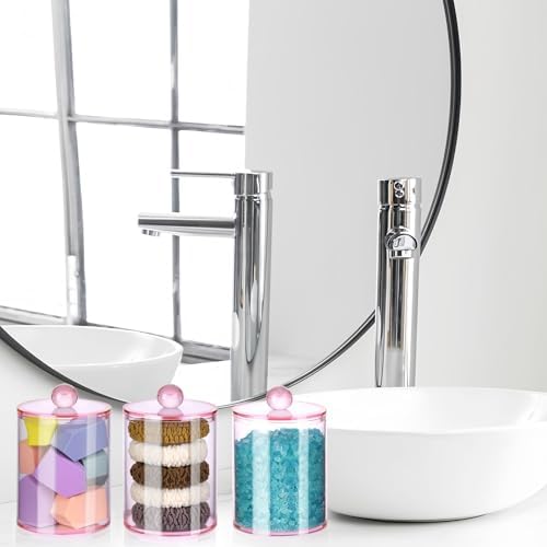4 Pack Bathroom Canister Set with Lids - Pink