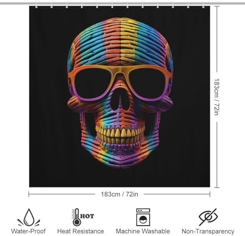 Boho Skull Pattern Waterproof Shower Curtain Set
