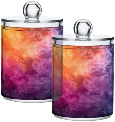 YETTASBIN Clear Apothecary Jars 2 Pack for Cotton Swabs and More