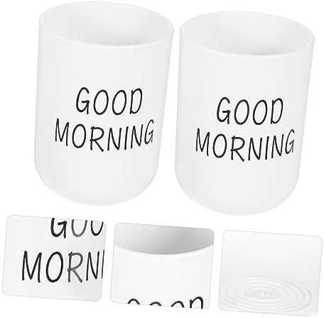 2pcs Frosted Bathroom Toothbrush Holder Cups Modern Design