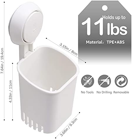 LEVERLOC Suction Cup Toothbrush Holder Wall Mount Drilling-Free White