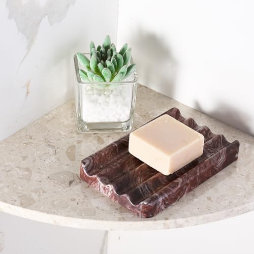 Koville Red Marble Soap Dish for Shower and Bathroom