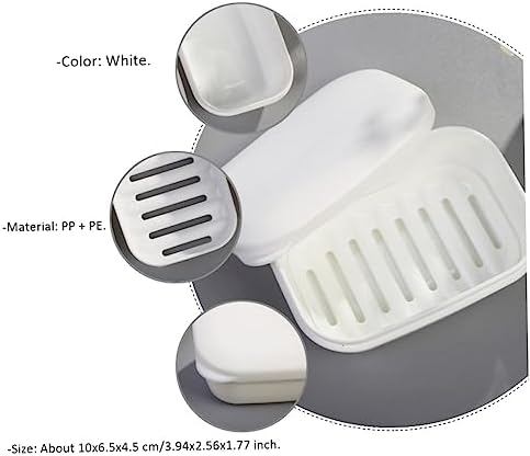 Set of 2 White Soap Dishes with Drain Rack