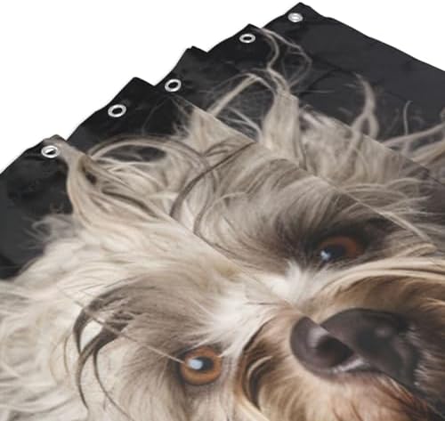 Black Dog Shower Curtain with 12 Hooks 72x72in