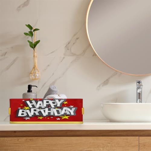 Vomwwlix Red Happy Birthday Toilet Paper Basket Decor 1