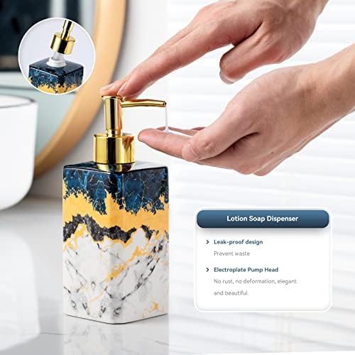4 Piece Blue Marble Bathroom Accessories Set