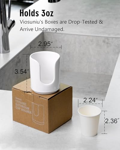 Viosuniu 3 oz Ceramic Cup Dispenser with 5 PLA Cups White