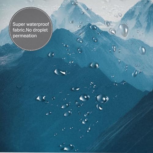 Snowy Mountain Shower Curtain Set with 12 Hooks 72x72in 1