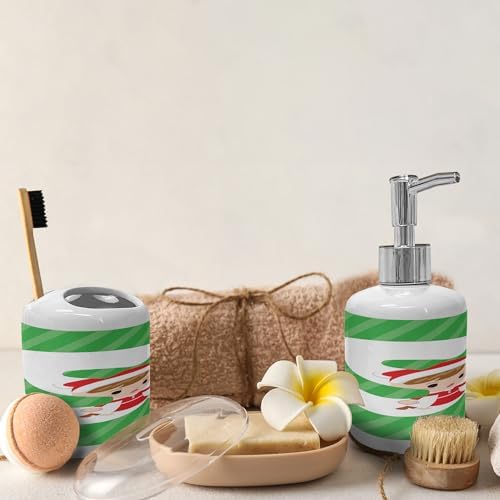 Ambesonne Christmas Alphabet Soap Dispenser Toothbrush Holder Set 1