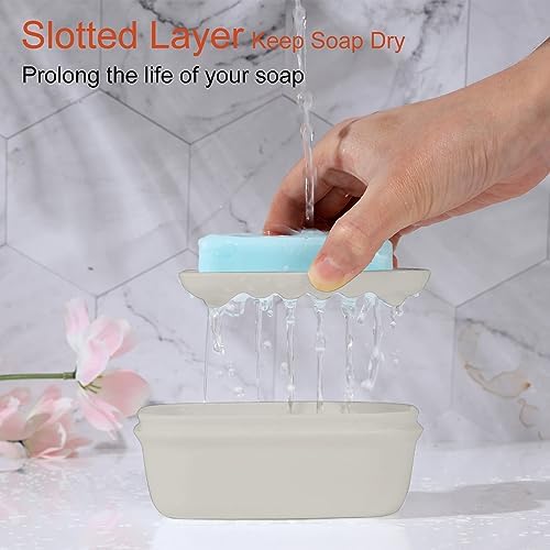 Quatish Leakproof Soap Dish with Lid and Draining Layer 1