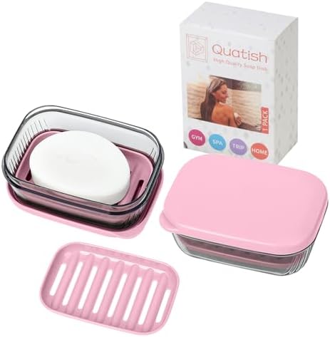 Quatish Leakproof Travel Soap Case Pink