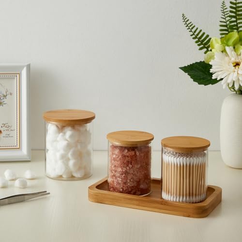 3 Pack Glass Q-Tip Holder Bathroom Organizers